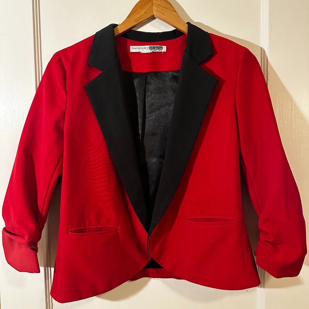 Vintage Necessary Objects by Ady Gluck-Frankel Red & Black Tuxedo Blazer